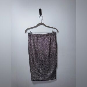 Lily White Womens metallic Silver Pencil skirt Size M EUC holiday festive party
